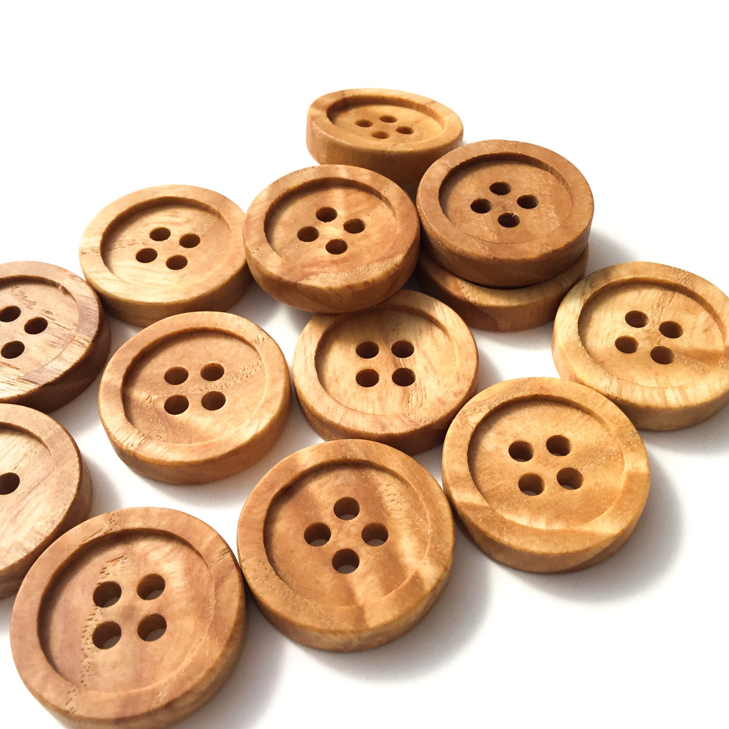 Four Hole Inset Button - 'Flame' Ash Wood 1"