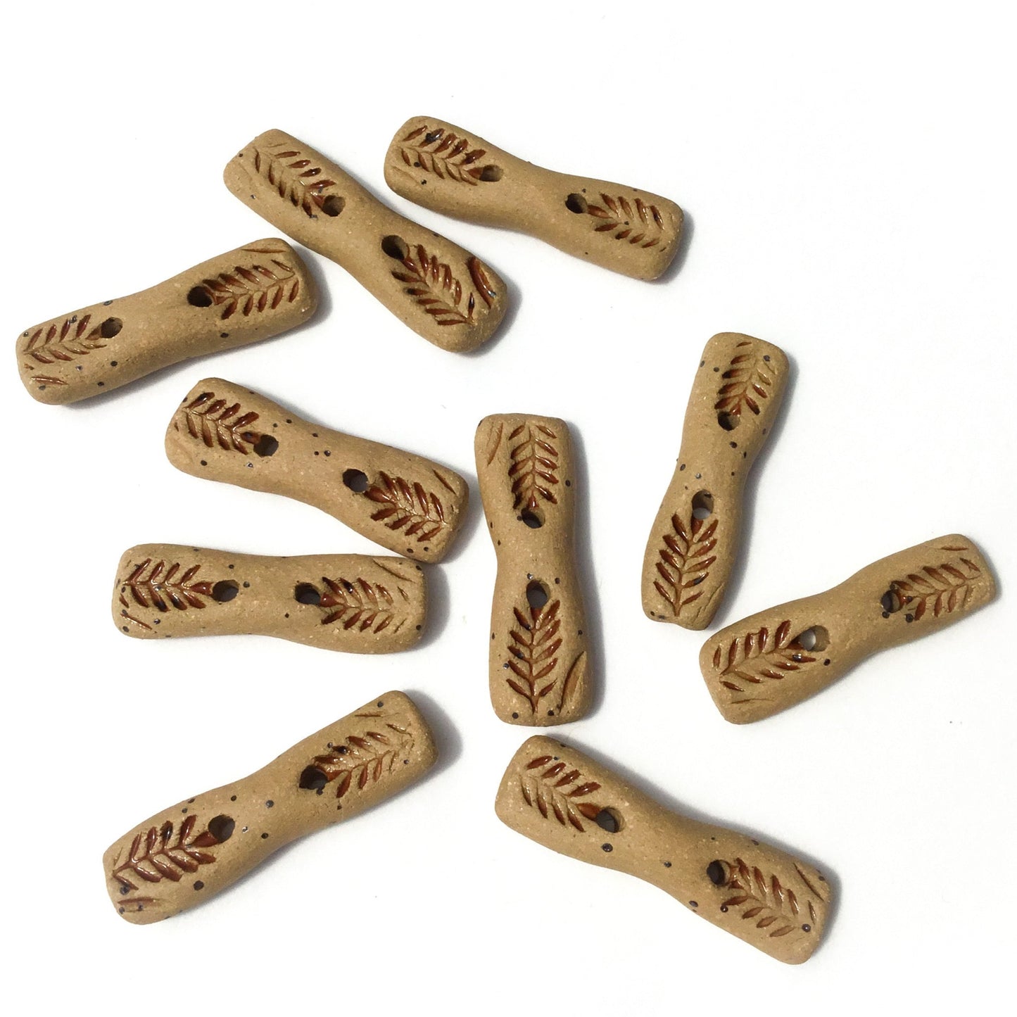 Dark Amber Wheat Stoneware Toggle Button 1-1/4" x 1/4"