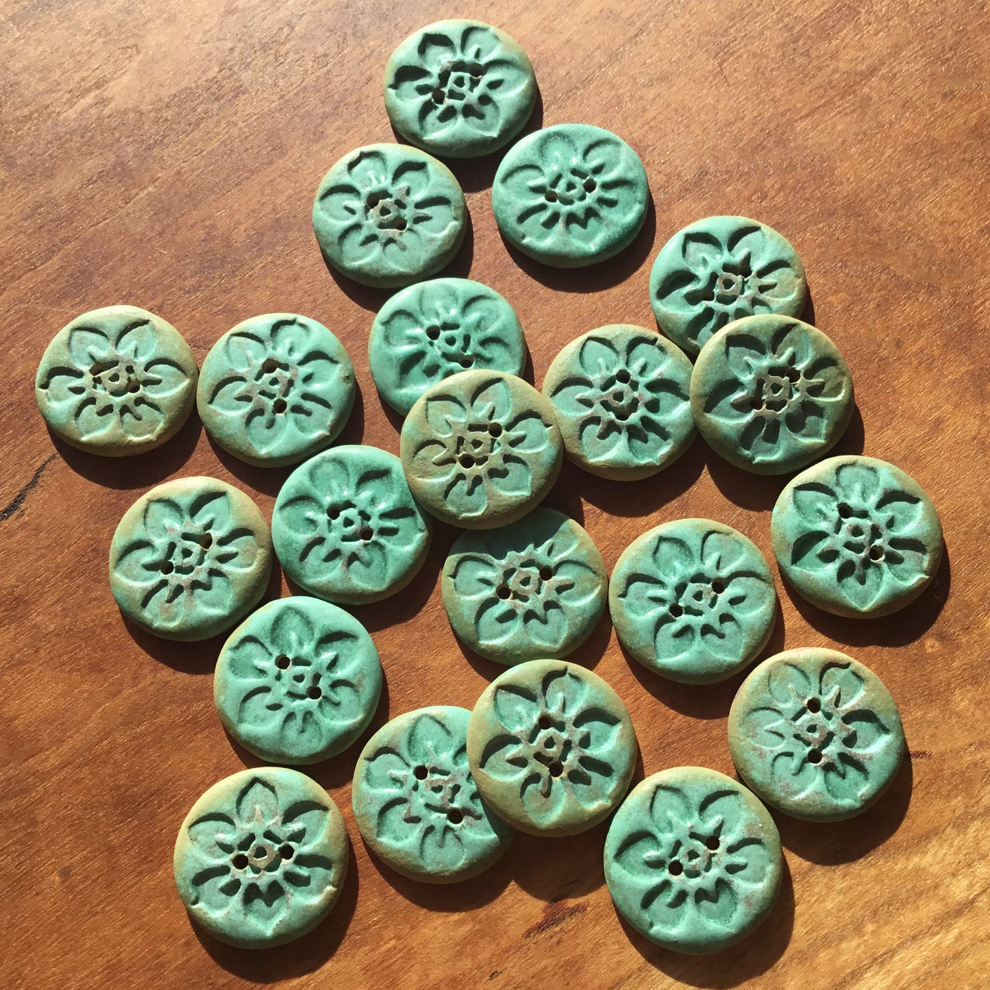 'Blooms' Satin Patina Porcelain Button 7/8”