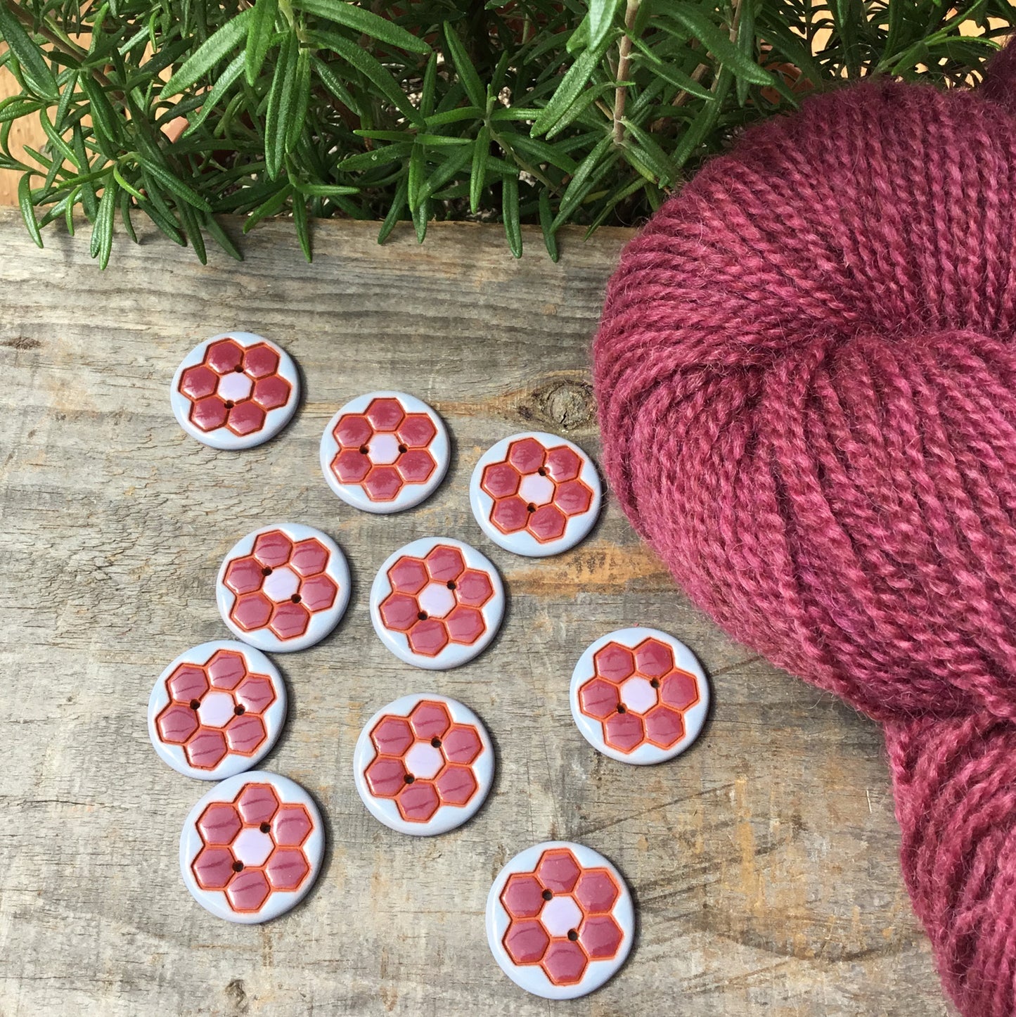 Periwinkle & Burgundy Grandma’s Flower Garden Button 1-1/16”