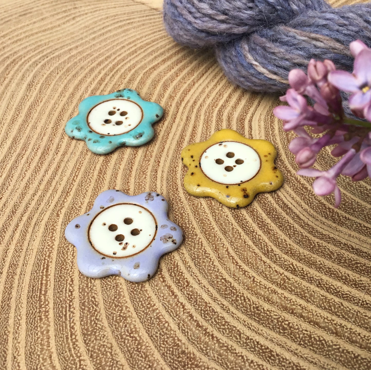 ‘Floral Darlings' Stoneware Button 1-1/8"