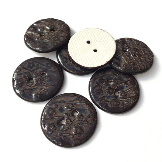 'Iron Stone' Plum Blossom Porcelain Button 1"