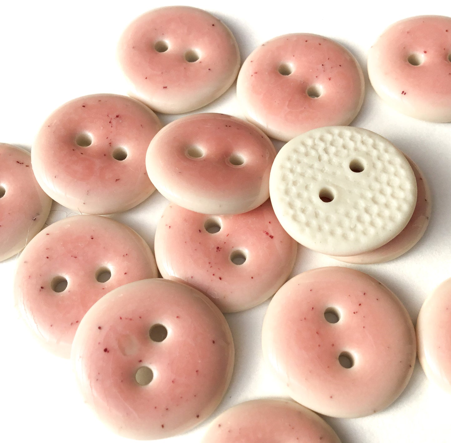 Speckled Pink Porcelain Buttons 11/16”