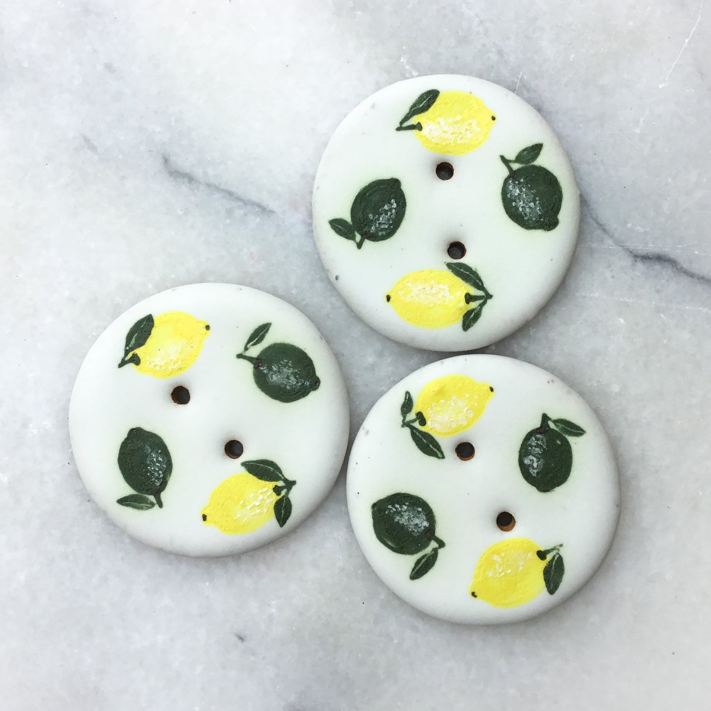 ‘Fruit Salad’ Stoneware Fruit Buttons 1-3/8”