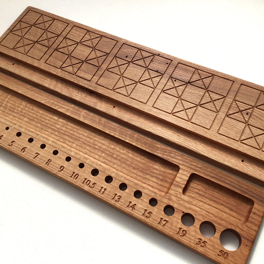 The Original Knitter’s Shelf - Red Oak with Ohio Star