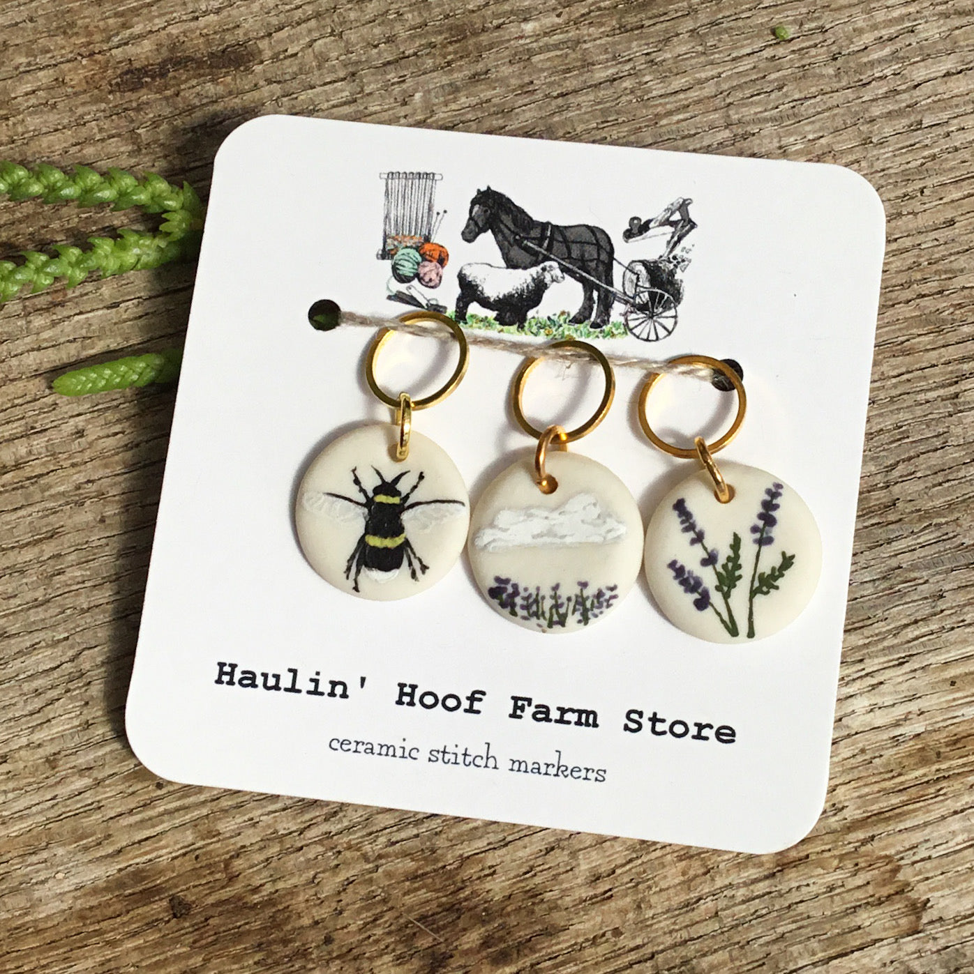 ‘Bee & Lavender Field' Stitch Marker Set