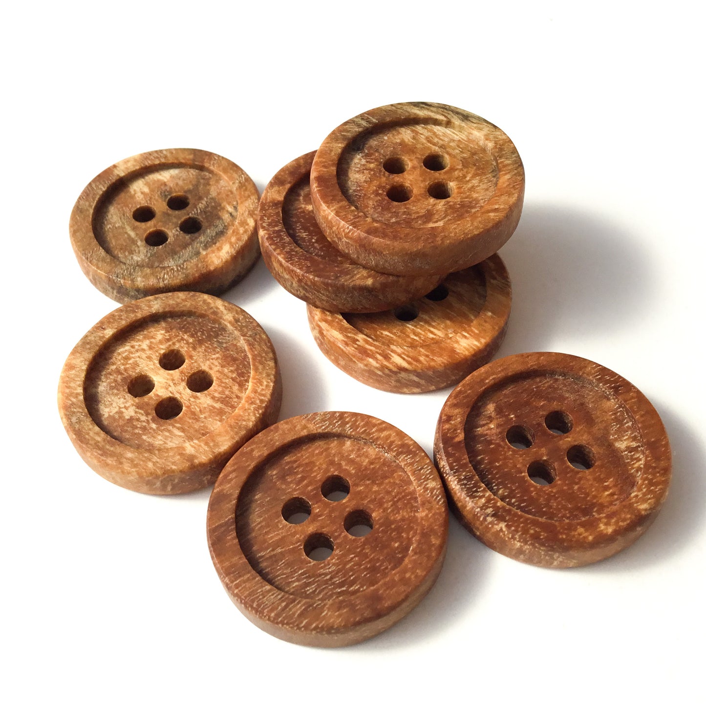 Four Hole Inset Button - ‘Marbled’ Ash Wood 1"