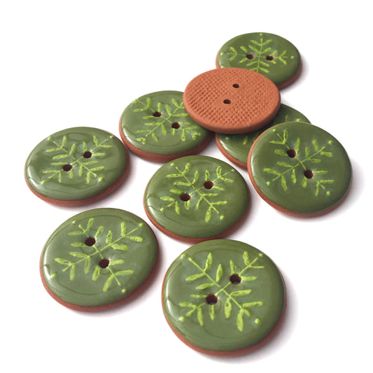 ‘Green Thumb’ Bud & Vine Ceramic Button 1-1/16"