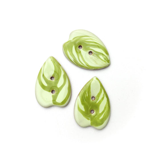 Pothos Leaf Ceramic Buttons 7/8" x 1-1/4"