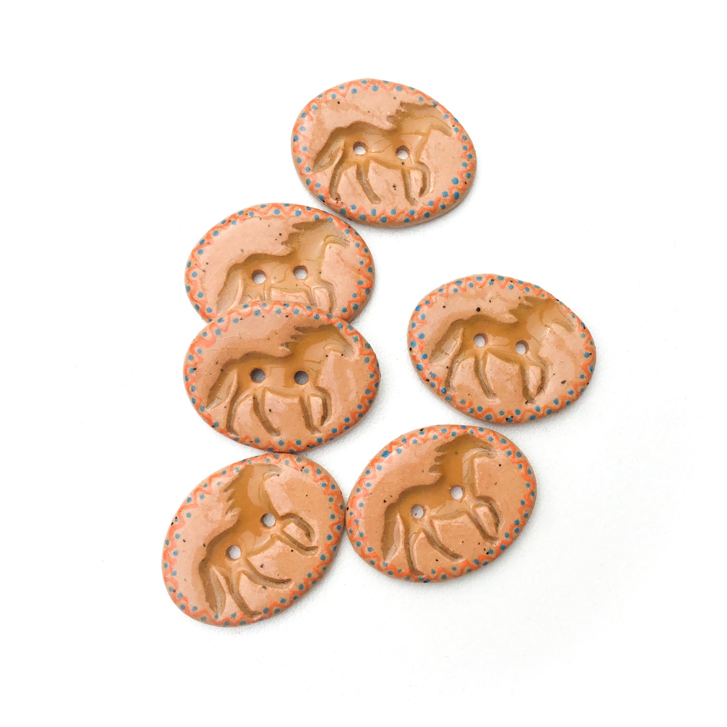 'Running Horses' Ceramic Buttons 1-1/16" x 13/16"