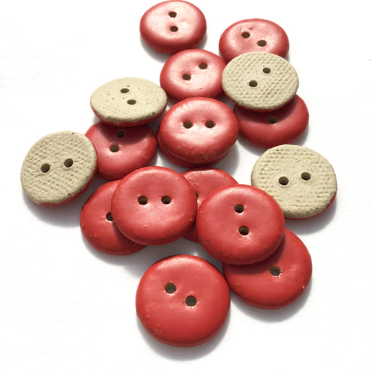 Red Matte Stoneware Buttons 3/4"