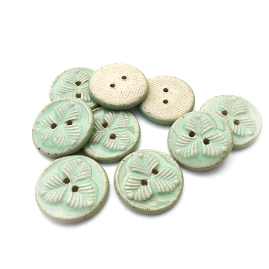 Mint Green 'Trifolium' Stoneware Button 7/8"