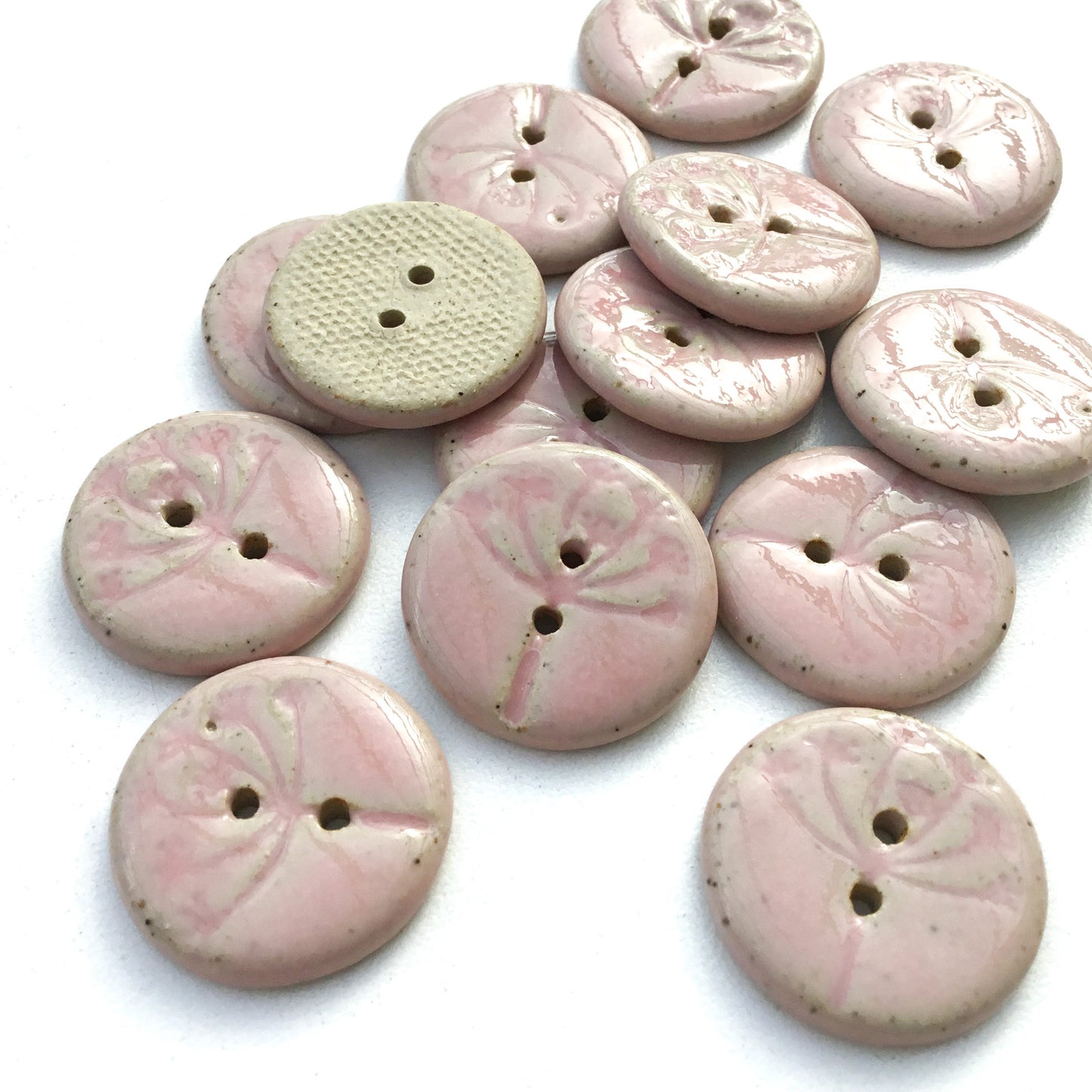 Soft Pink 'Umbel' Stoneware Button 7/8"