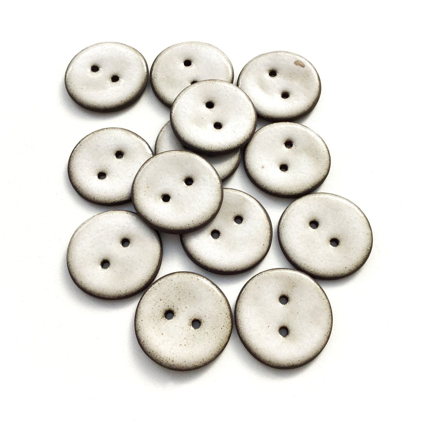 Antique White Black Clay Stoneware Buttons 1-1/16"