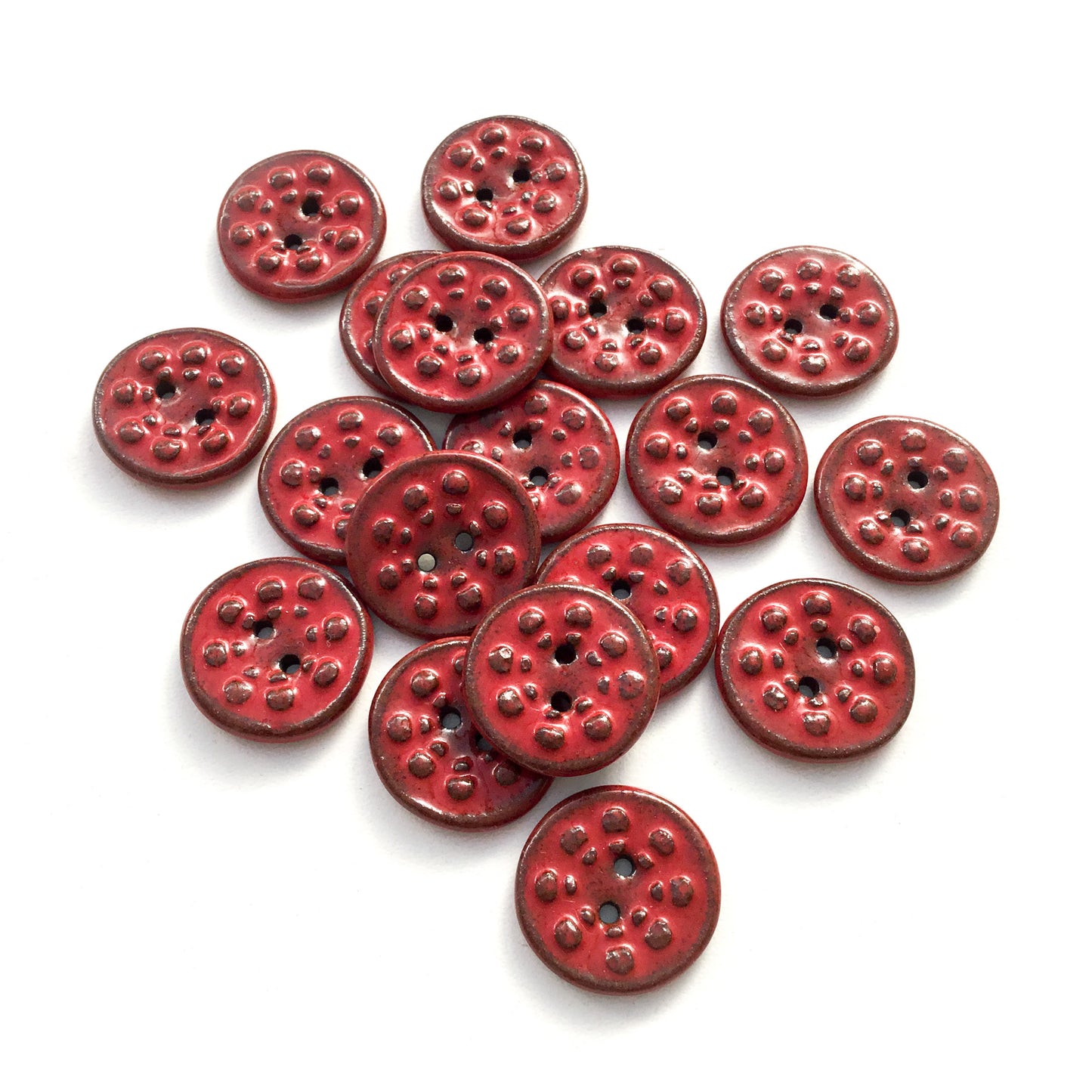 Chili Red 'Aster' Stoneware Buttons 3/4"