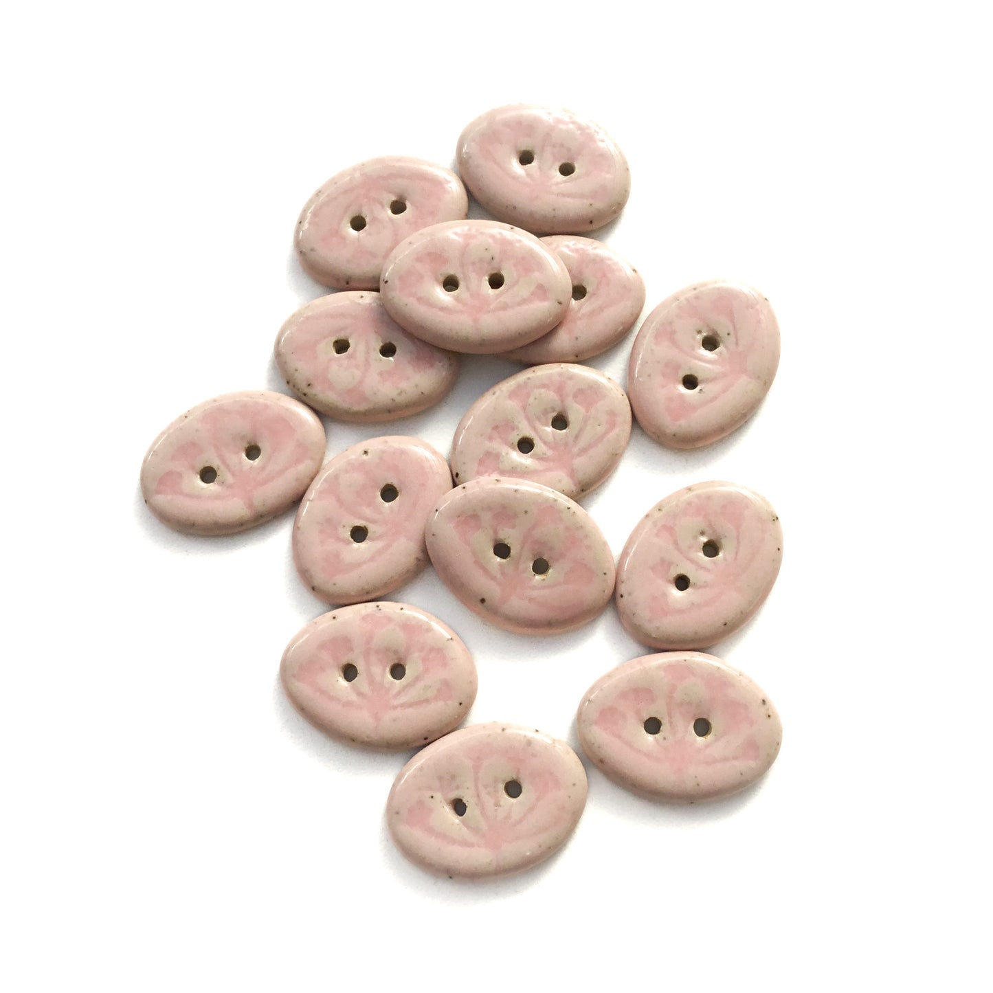 Soft Pink 'Umbel' Stoneware Button 5/8" x 7/8"
