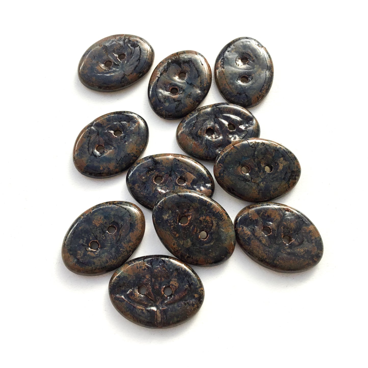 Charred Copper 'Umbel' Stoneware Button 5/8" x 7/8"