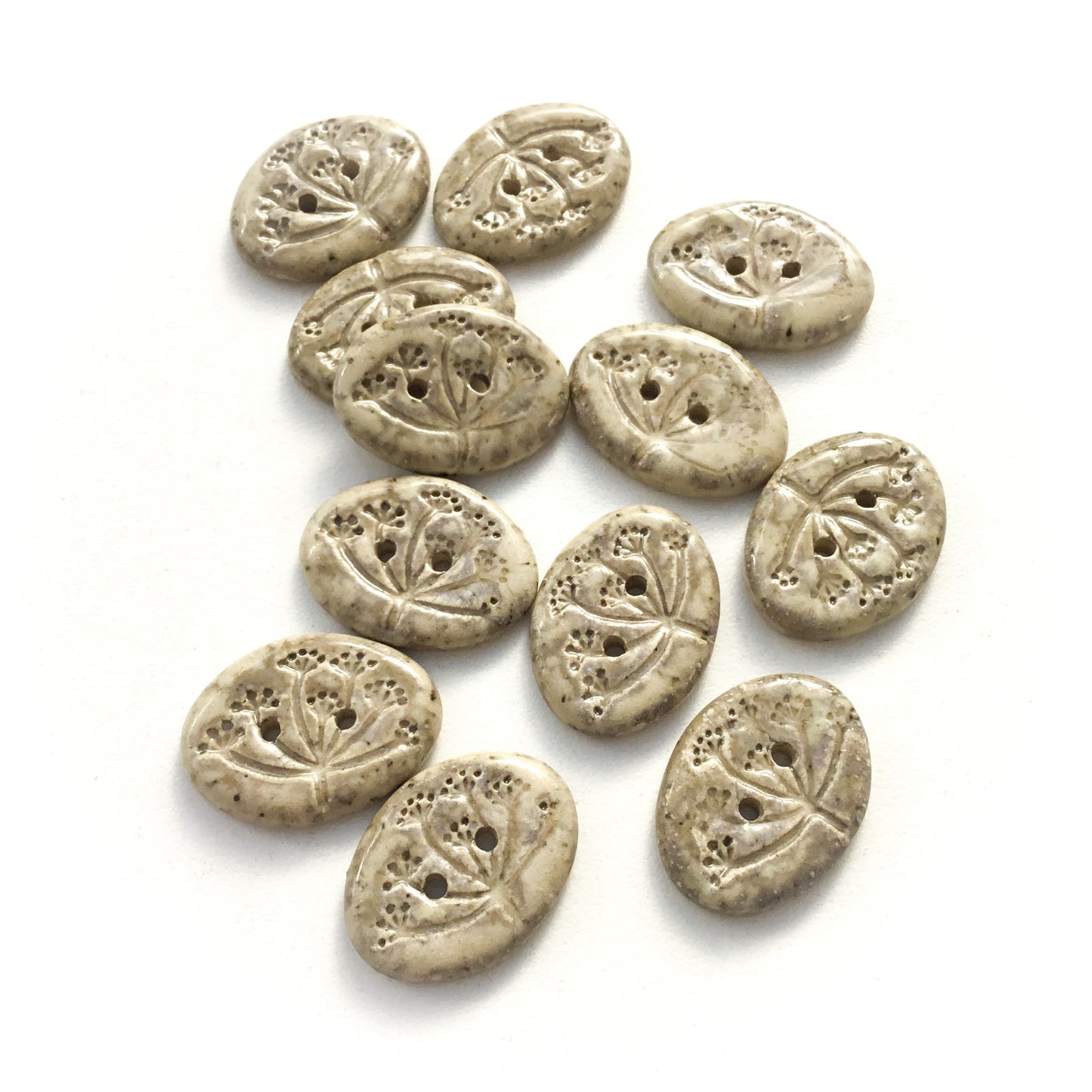 Mottled Oatmeal 'Umbel' Stoneware Button 5/8" x 7/8"
