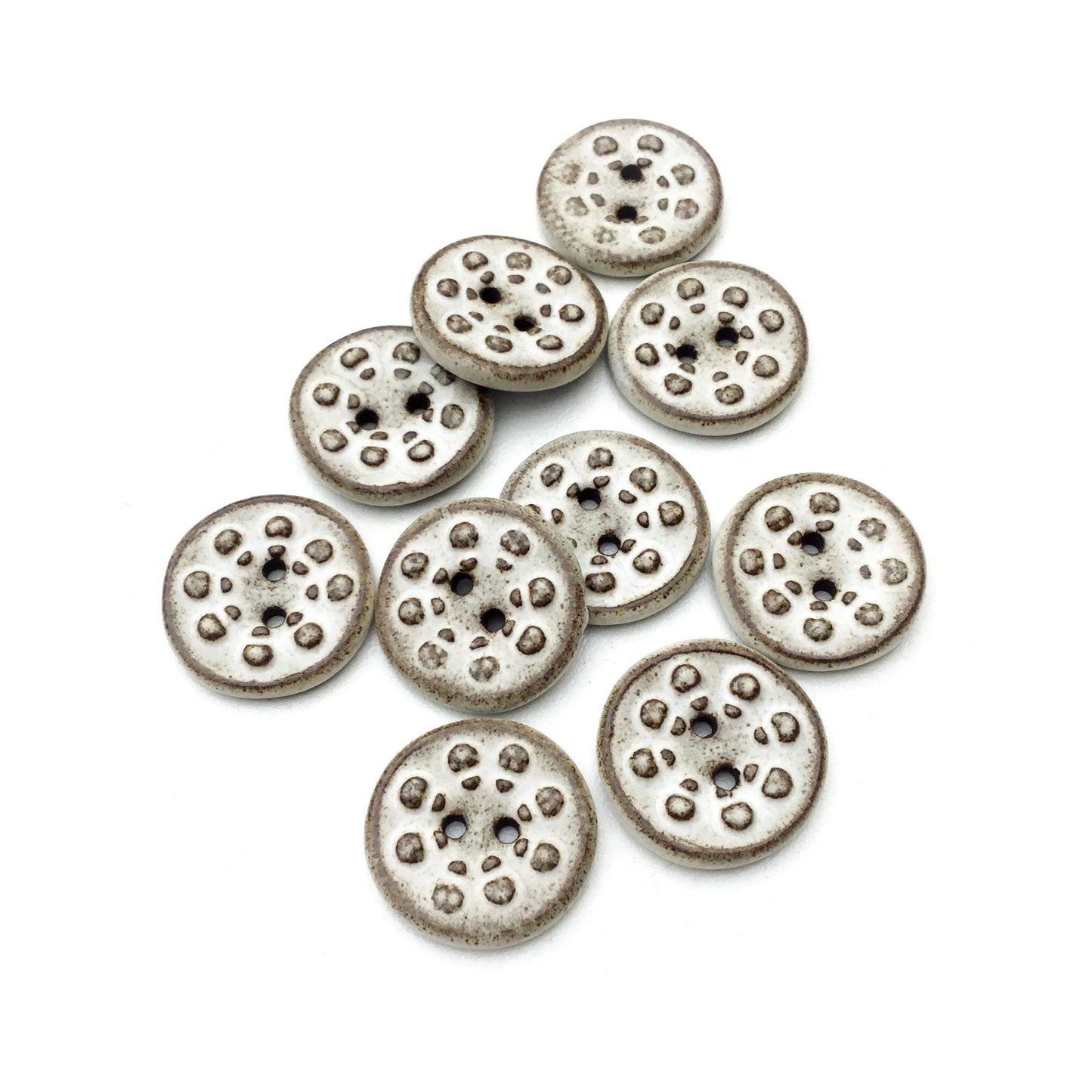 White 'Aster' Stoneware Buttons 3/4"