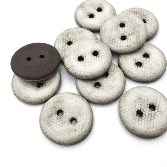Mottled White Black Clay Button 3/4"