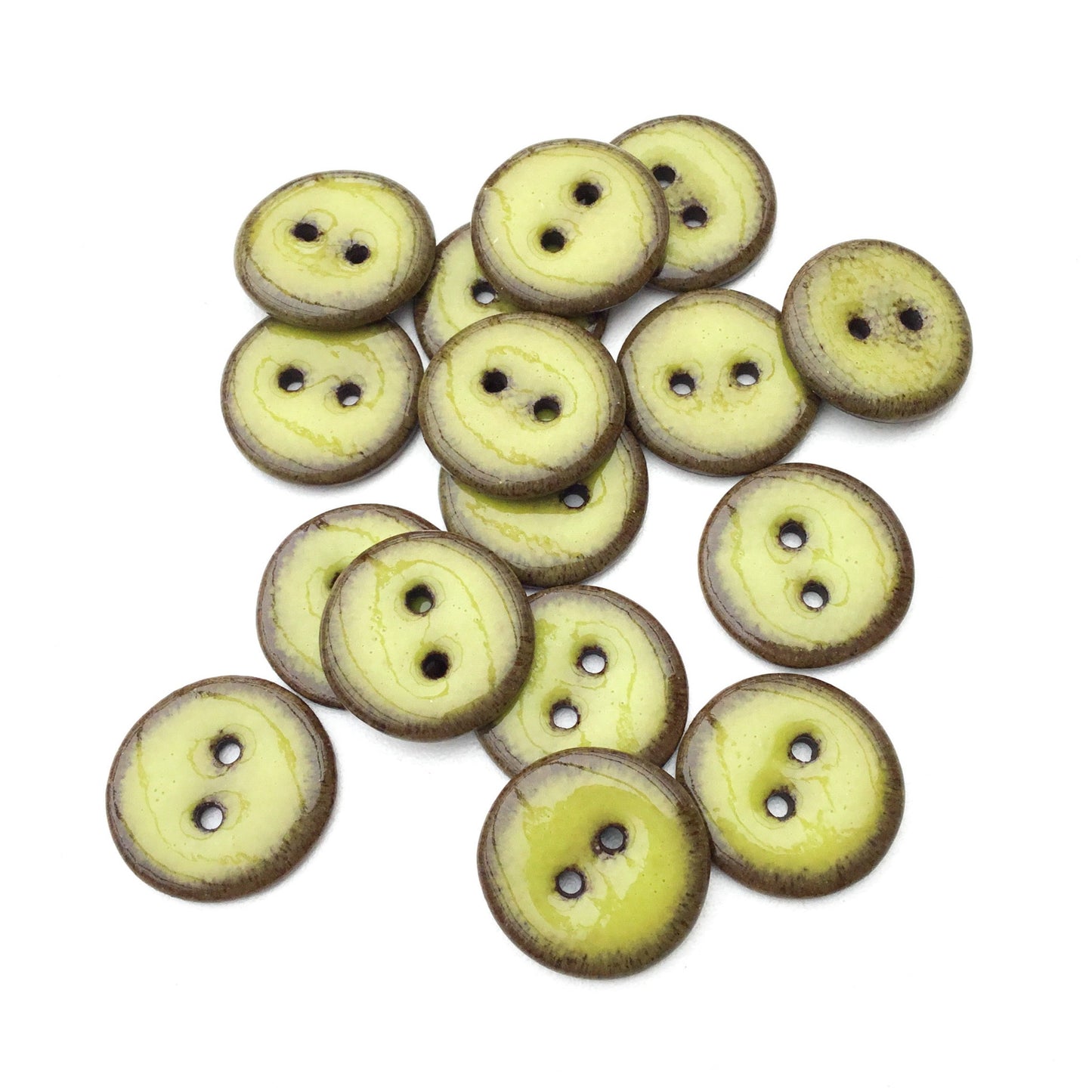Chartreuse Black Clay Button 3/4"