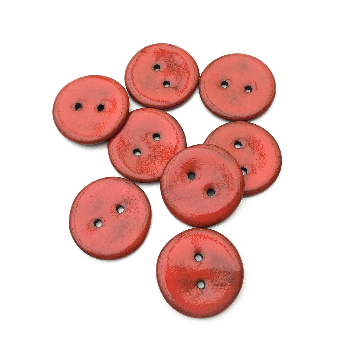Bright Red Black Clay Stoneware Buttons 1-1/16"