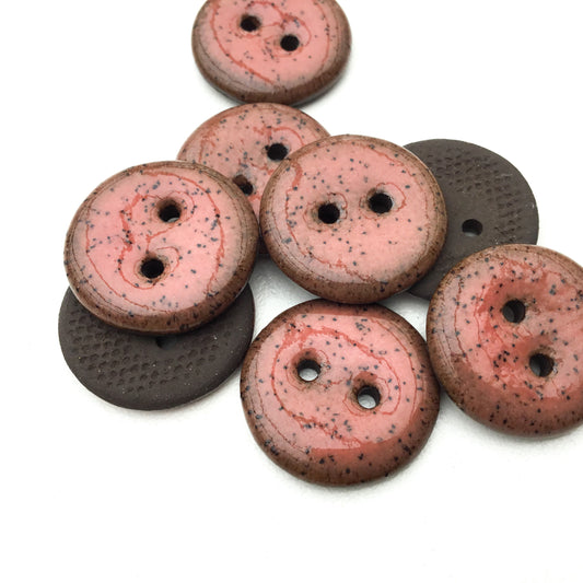 Speckled Rose Black Clay Button 3/4"