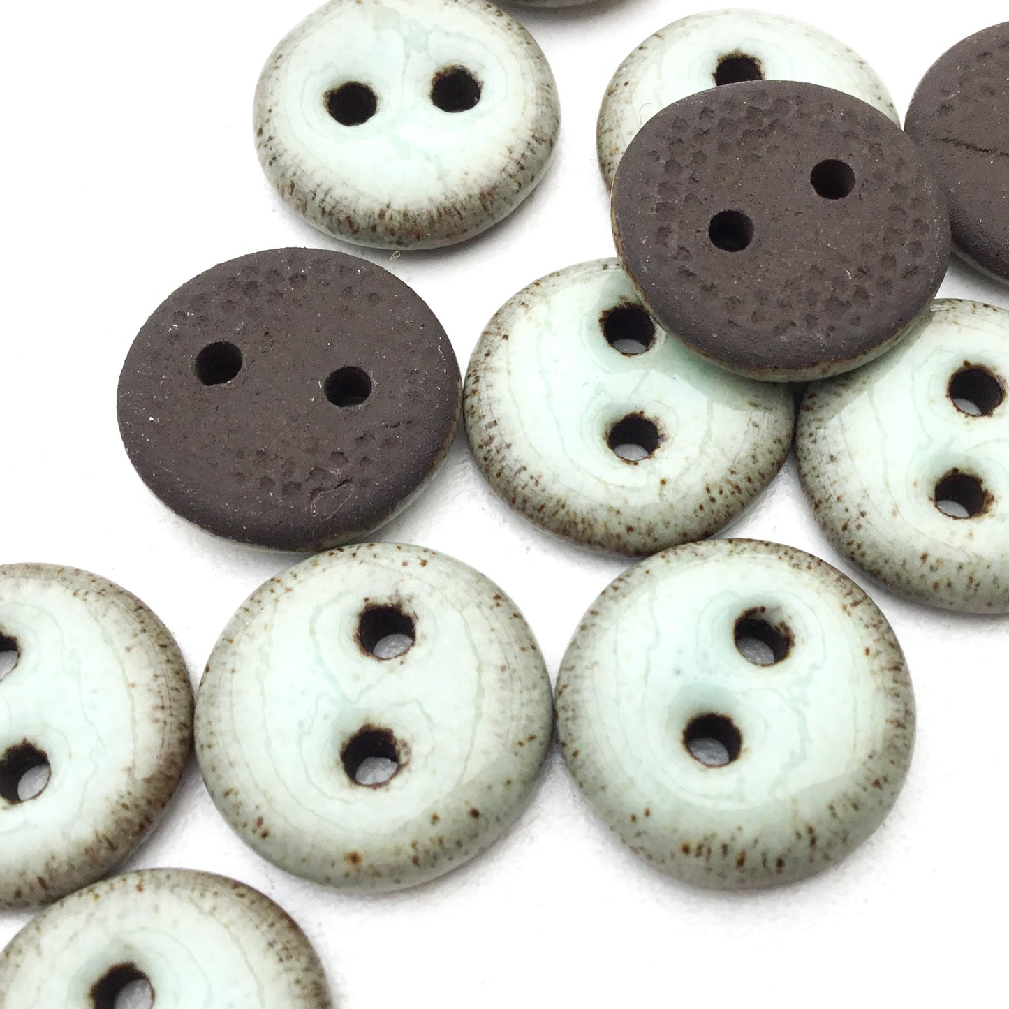 Light Aqua Black Clay Button 1/2"