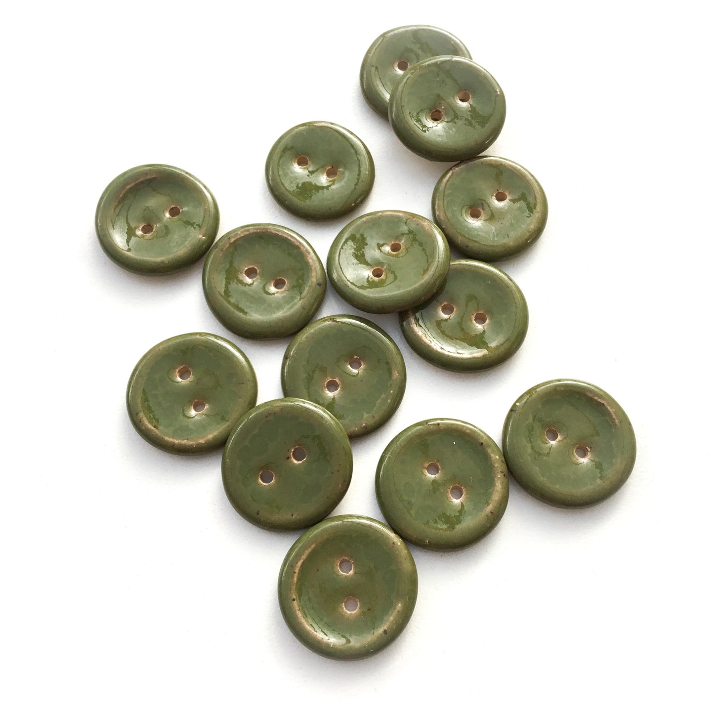 Olive Green Stoneware Buttons 13/16”