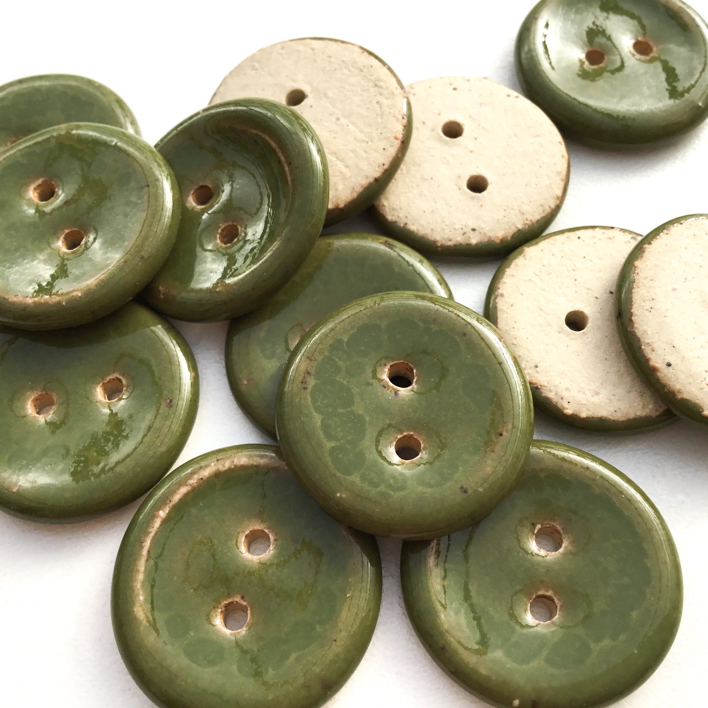 Olive Green Stoneware Buttons 13/16”
