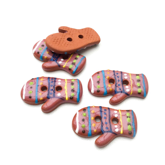 Mauve Fair Isle Mitten Buttons 9/16" x 15/16"