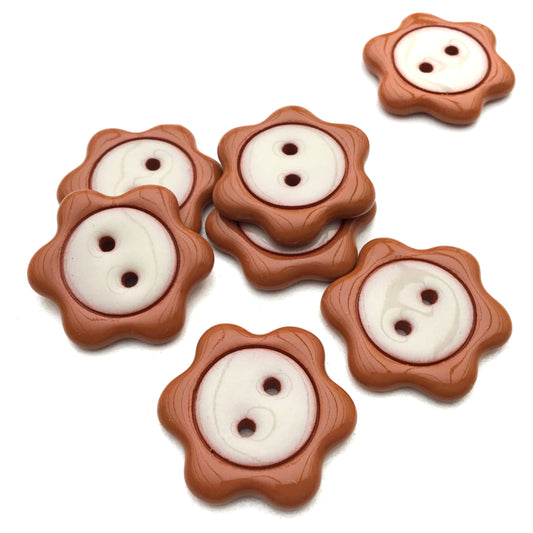 'Floral Darlings' Flower Buttons - Chestnut Brown 7/8"