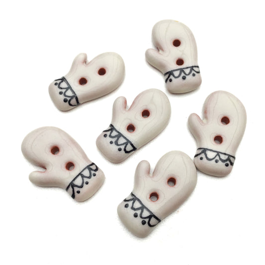 Cream & Black Fair Isle Mitten Button 9/16" x 15/16"