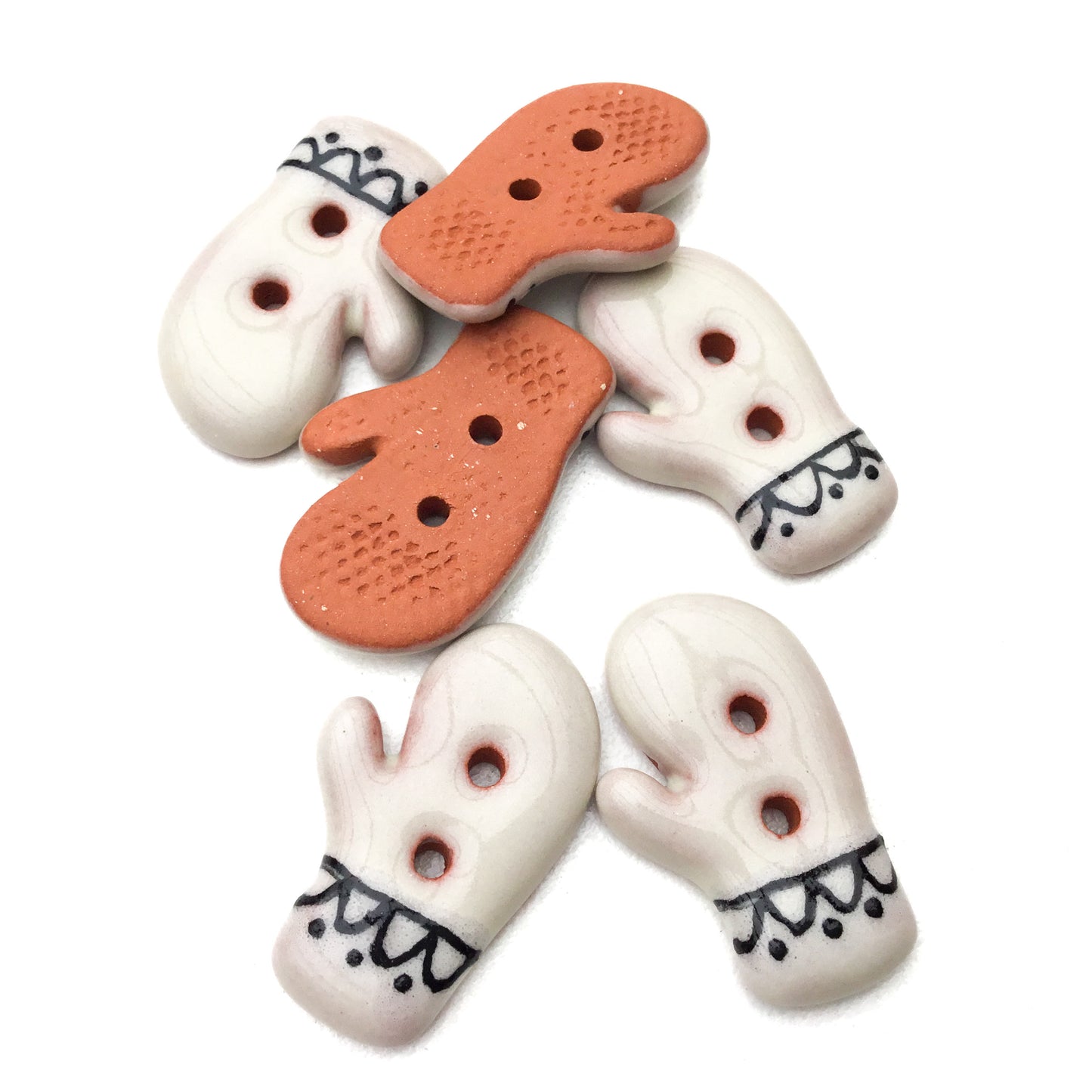 Cream & Black Fair Isle Mitten Button 9/16" x 15/16"