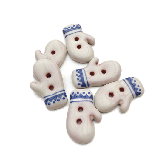 Cream & Blue Fair Isle Mitten Button 9/16" x 15/16"