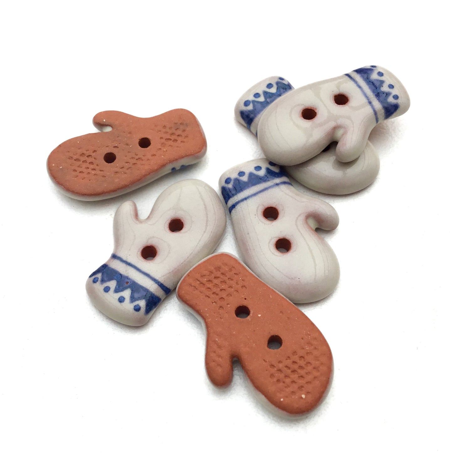 Cream & Blue Fair Isle Mitten Button 9/16" x 15/16"