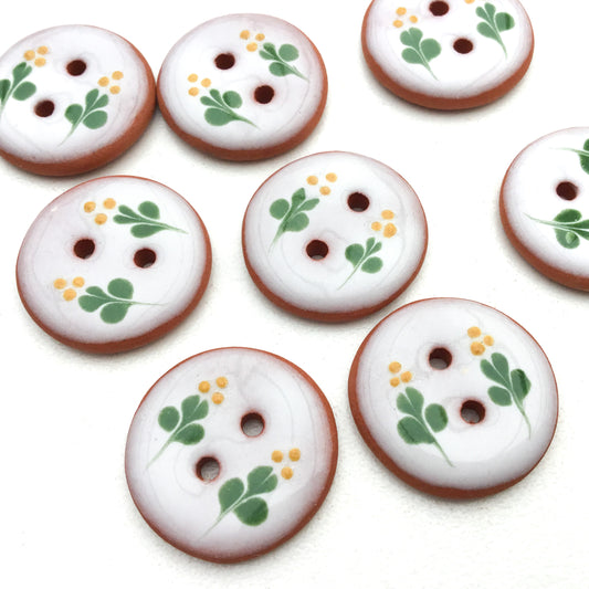 Mustard Sprig Ceramic Buttons 3/4"