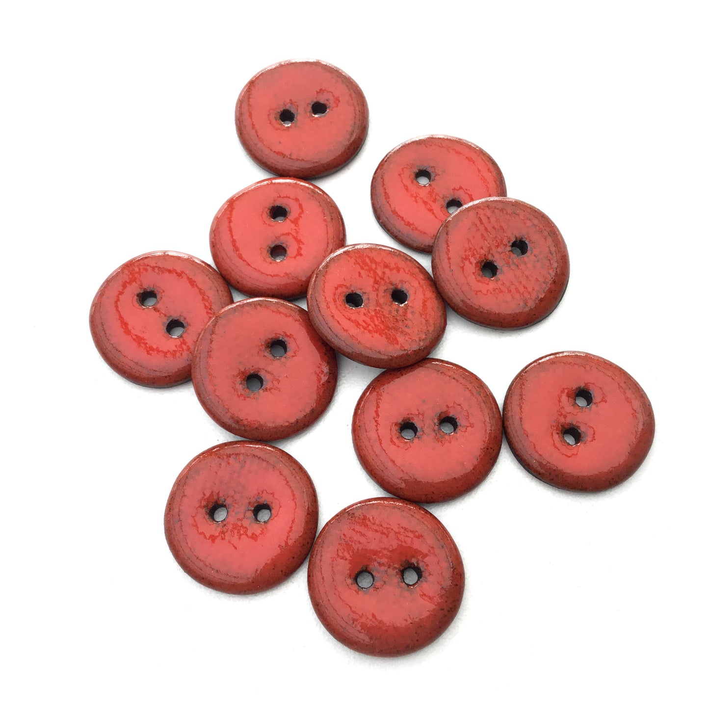 Bright Red Black Clay Buttons 3/4"