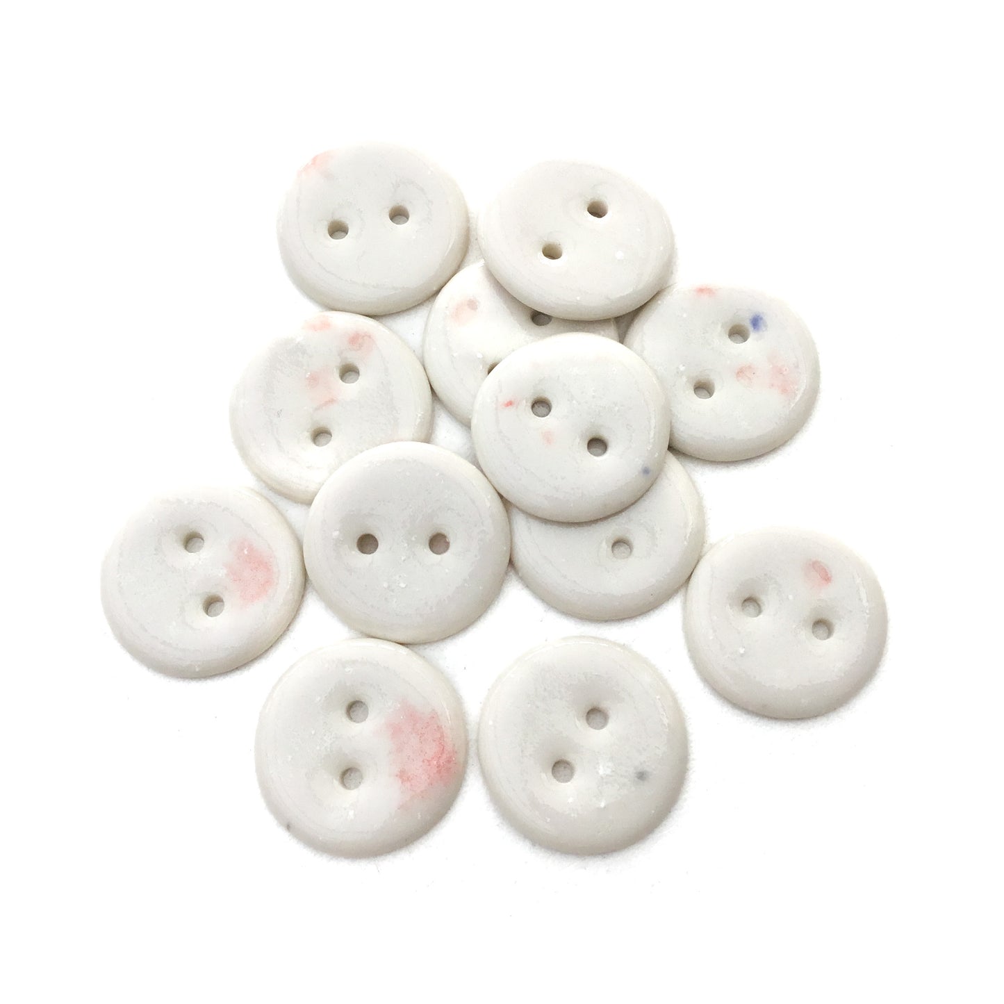 White & Pink Porcelain Button 7/8"