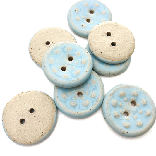 Sky Blue 'Aster' Stoneware Buttons 13/16"