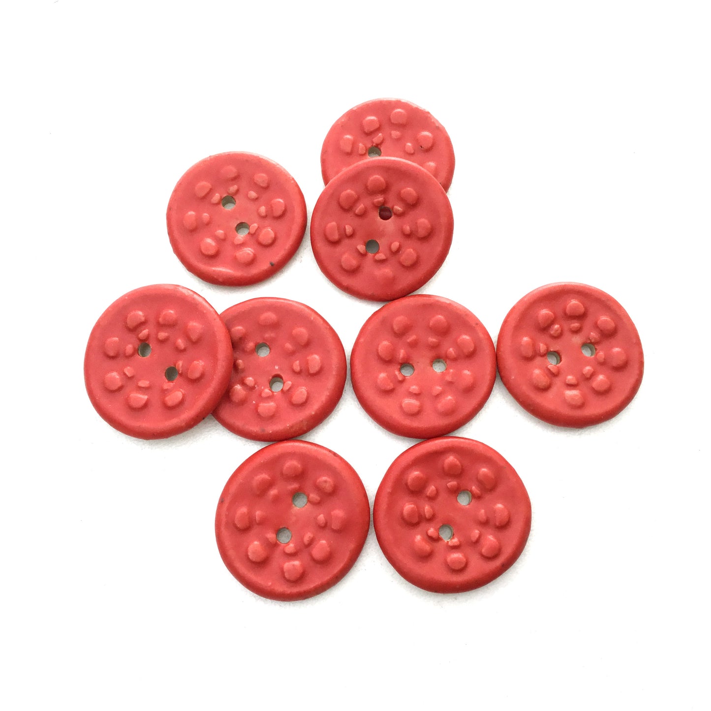 Matte Red 'Aster' Stoneware Buttons 13/16"