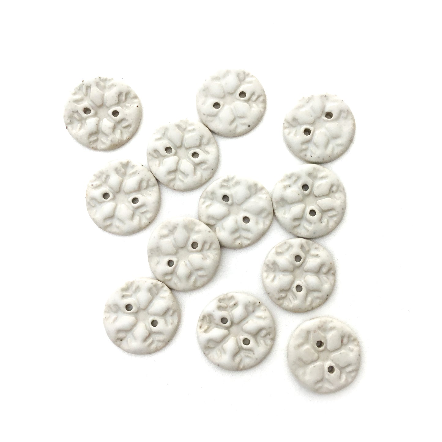 Matte White Snowflake Buttons 13/16"