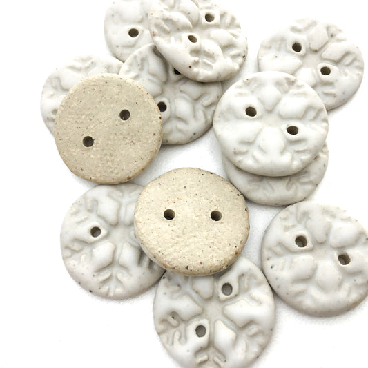 Matte White Snowflake Buttons 13/16"