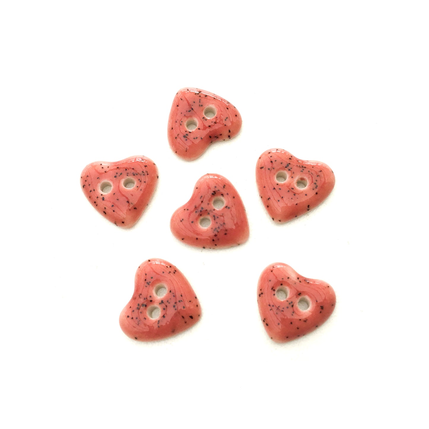 Speckled Dusty Rose Porcelain Heart Buttons 9/16"