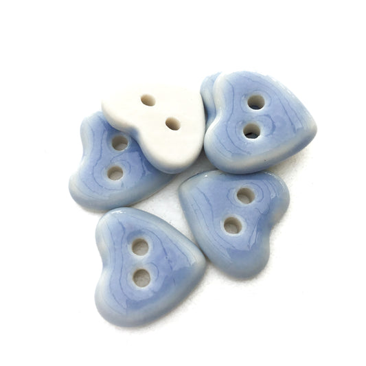 Light Blue Porcelain Heart Buttons 9/16"