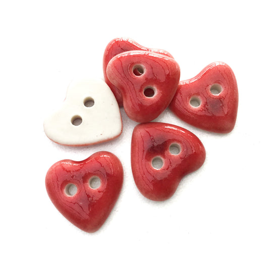 Deep Red Porcelain Heart Buttons 9/16"
