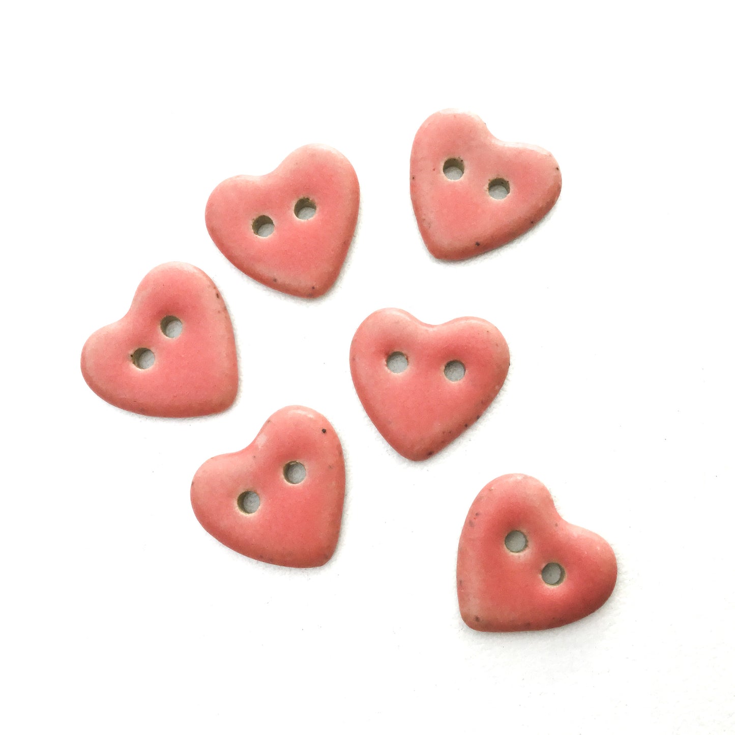 Matte Salmon Pink Heart Buttons 9/16"