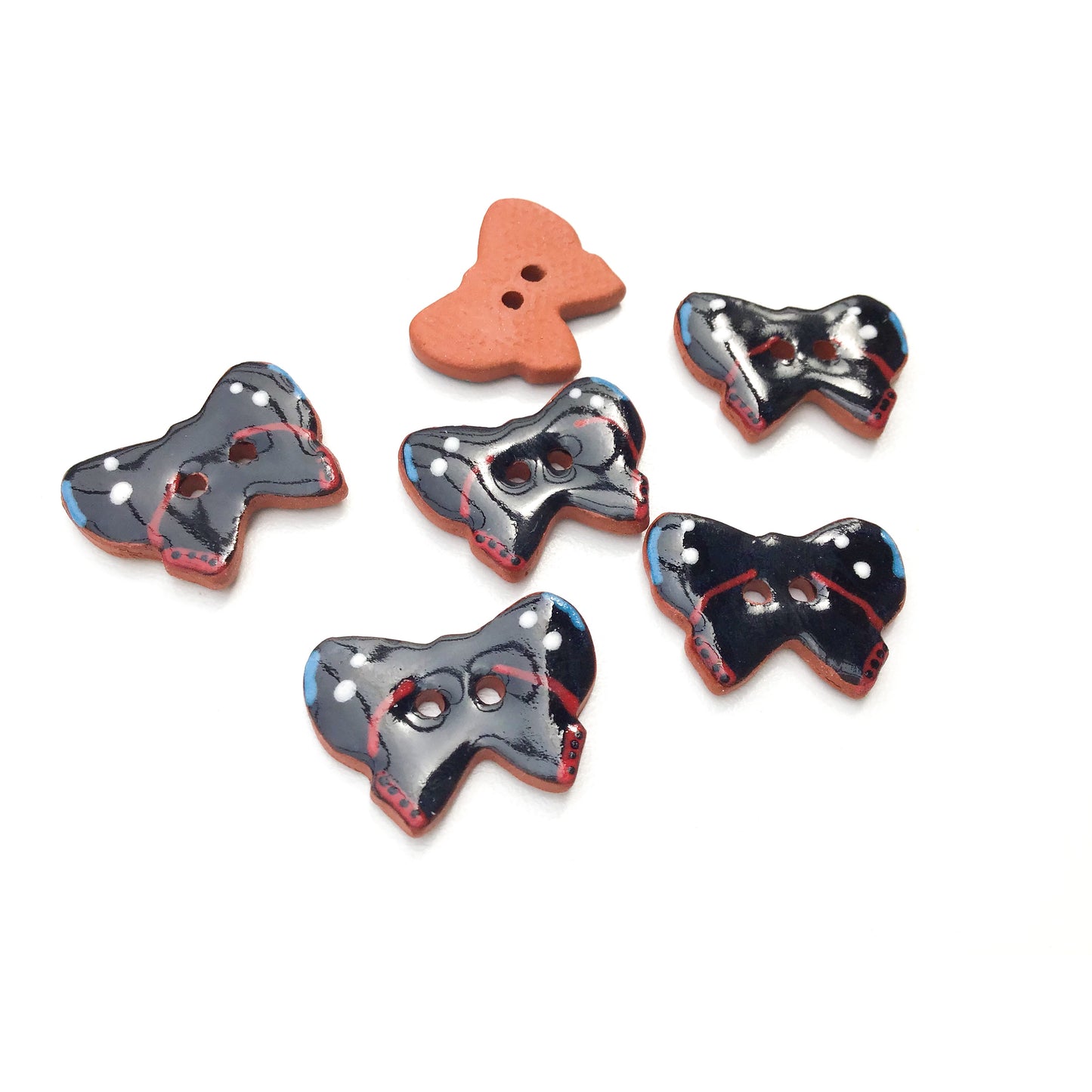 Red and Black Butterfly Buttons - 5/8" x 7/8"