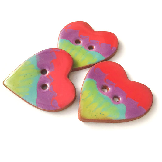 Decorative Heart Buttons - Ceramic Heart Button - 1 3/8"