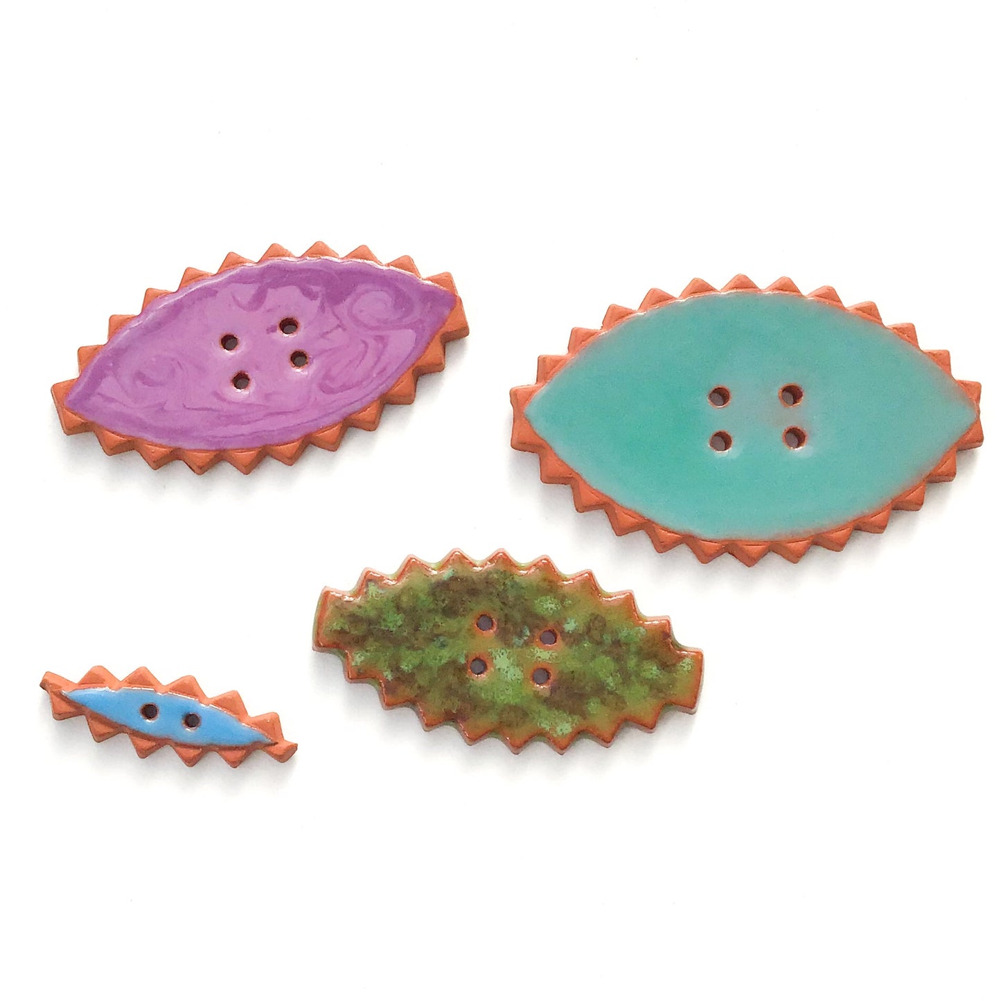 Zig-Zag Fringe Buttons - Southwestern Style Ceramic Buttons